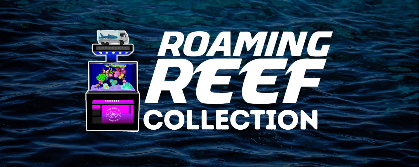 Roaming Reef Collection banner: a PNW Custom Micro Reef tank with a travel trailer on top (Image: PNW Custom)