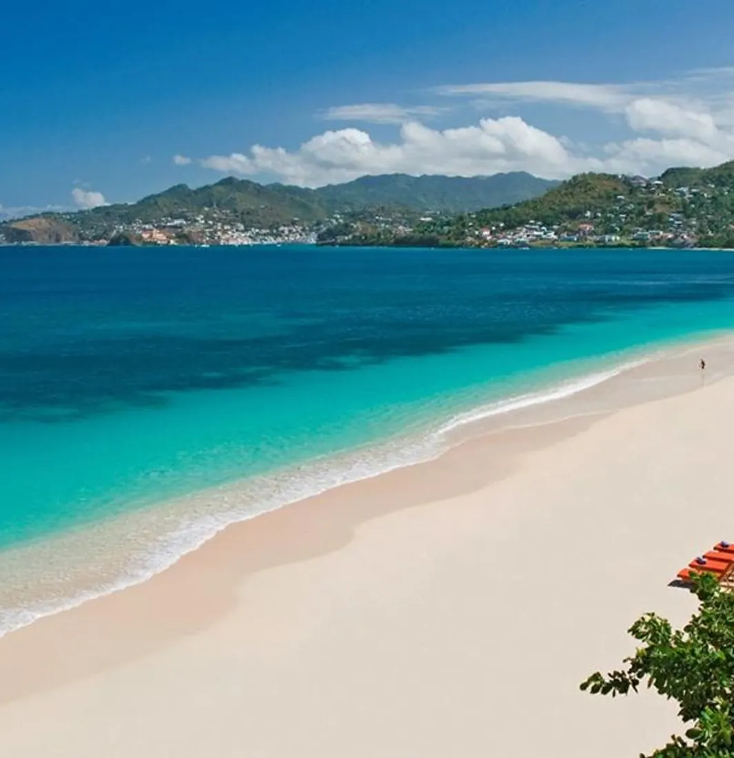 Turquoise water and a white-sand beach in Grenada
